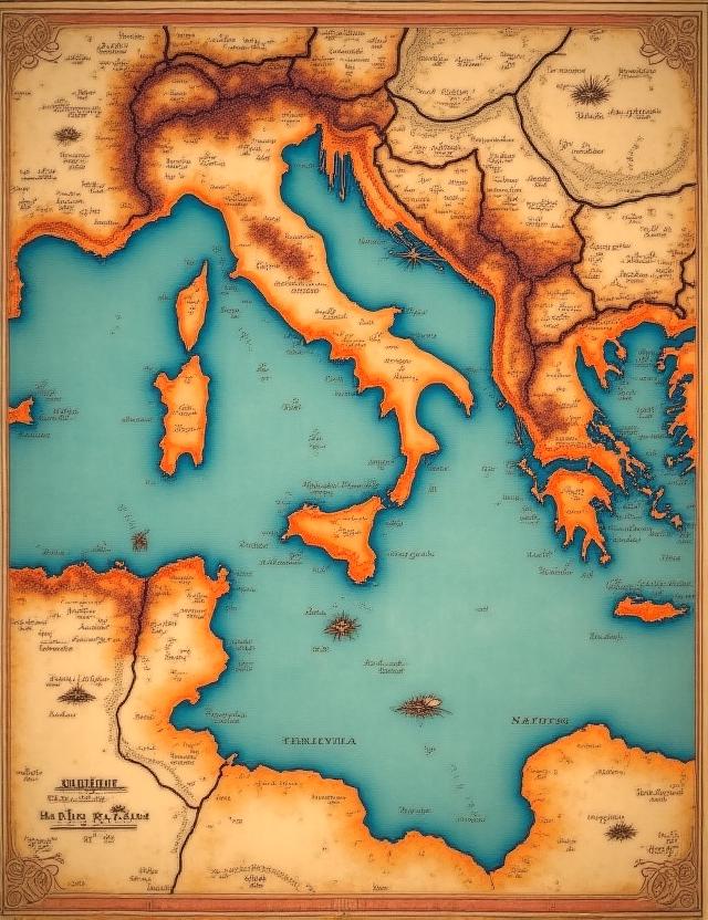 Mappa geografica rara illustrata originale del XVIII secolo